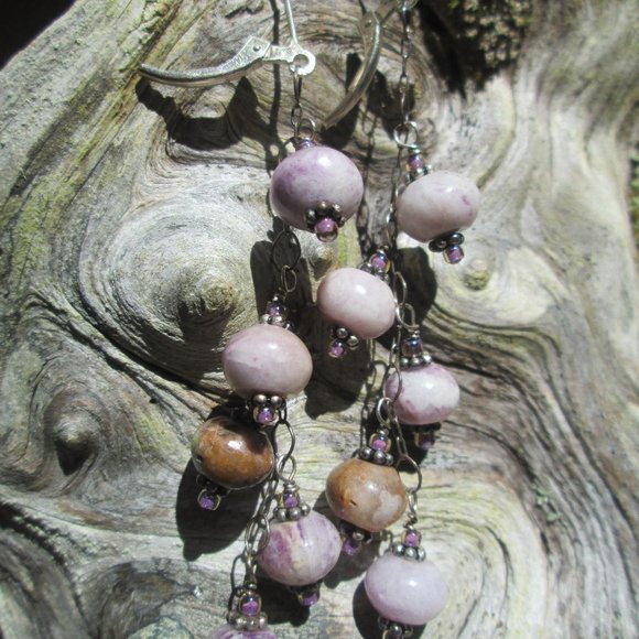 Lepidolite chrystal earrings - Picture 1 of 5